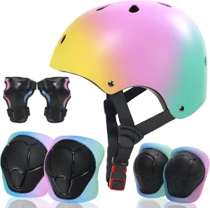 Adjustable 7PCS Toddler Helmet and Pads for 2-3-5 5-8 8-14  Years CPSC Certified Lightweight Design with Airflow for Roller Skating Scooter Bike Skateboard and Other Sports Activities