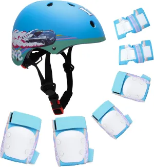 Adjustable Toddler Helmet, Kids Bike Helmets with Kid Knee Pads and Elbow Pads Set for Boys Girls 3-5/4-6/5-8 Years, Protective Gear Set for Bicycling/Skateboarding/Rollerblading/Scootering