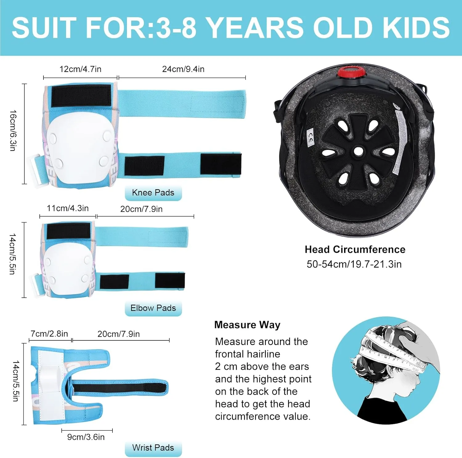 Adjustable Toddler Helmet, Kids Bike Helmets with Kid Knee Pads and Elbow Pads Set for Boys Girls 3-5/4-6/5-8 Years, Protective Gear Set for Bicycling/Skateboarding/Rollerblading/Scootering