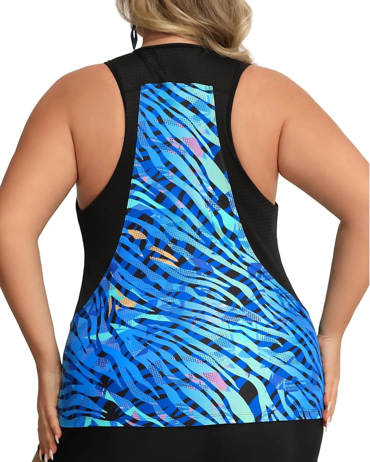 Angel season Plus Size Tankini Swimsuits Tops for Women Swim Top Only Tummy Control Bathing Suits Zippered Swimswear