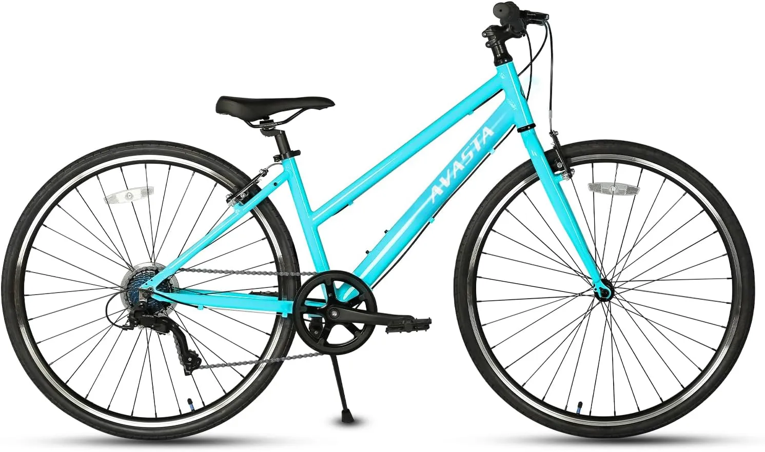 AVASTA Populus Road Hybrid Bike for Women with Kickstand, Lightweight Step Through 700c Aluminum Alloy Frame, 7-Speed Drivetrain, Multiple Colors