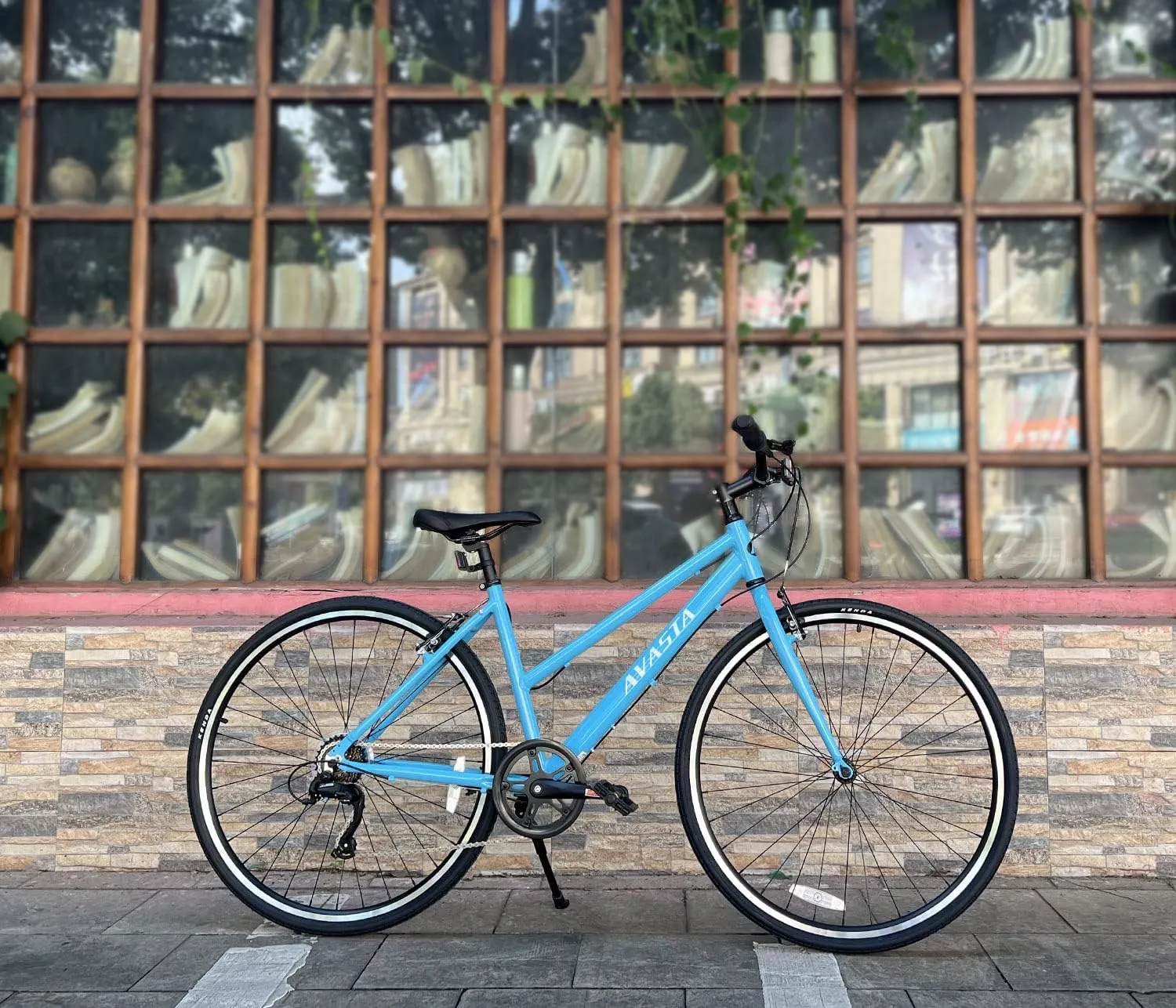 AVASTA Populus Road Hybrid Bike for Women with Kickstand, Lightweight Step Through 700c Aluminum Alloy Frame, 7-Speed Drivetrain, Multiple Colors