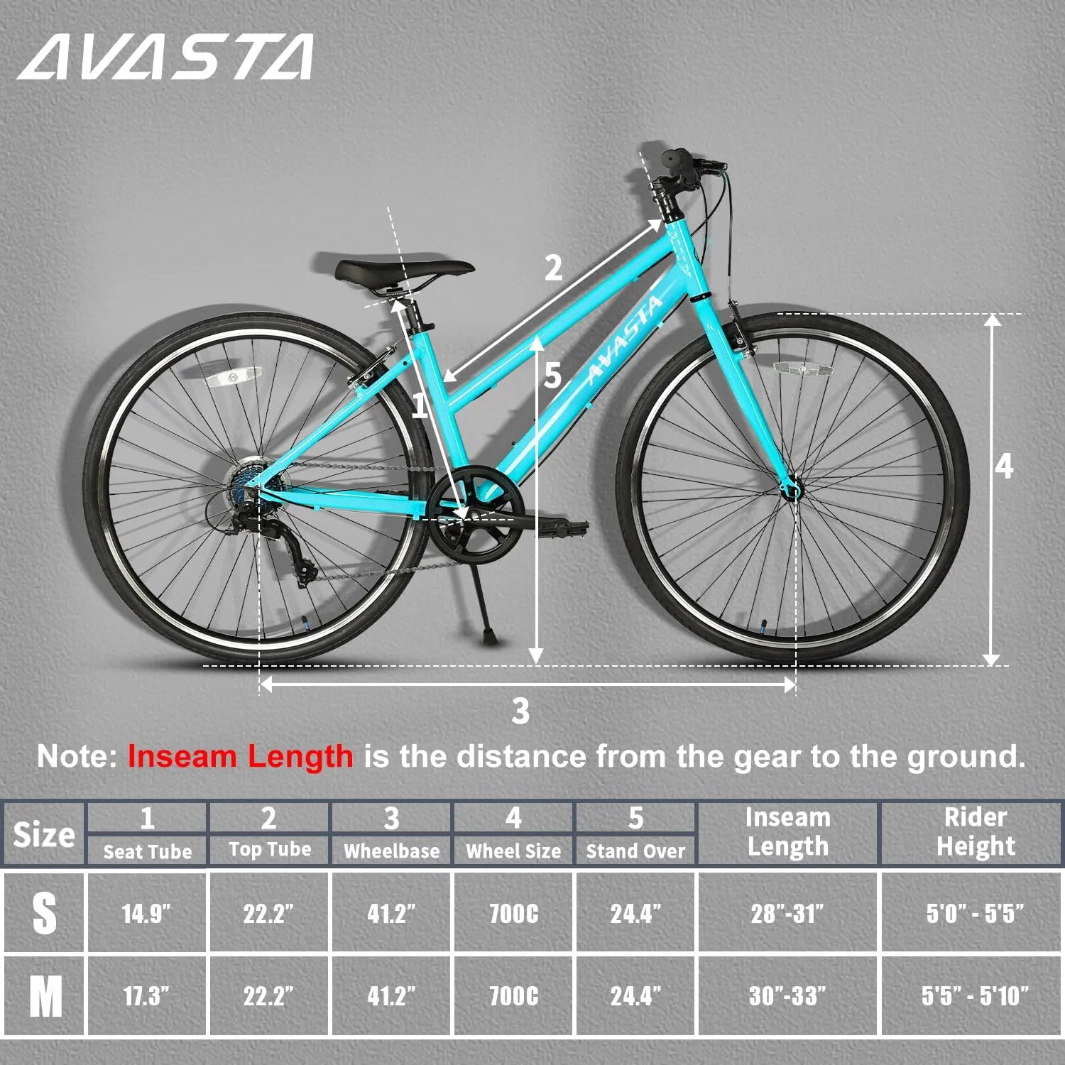 AVASTA Populus Road Hybrid Bike for Women with Kickstand, Lightweight Step Through 700c Aluminum Alloy Frame, 7-Speed Drivetrain, Multiple Colors