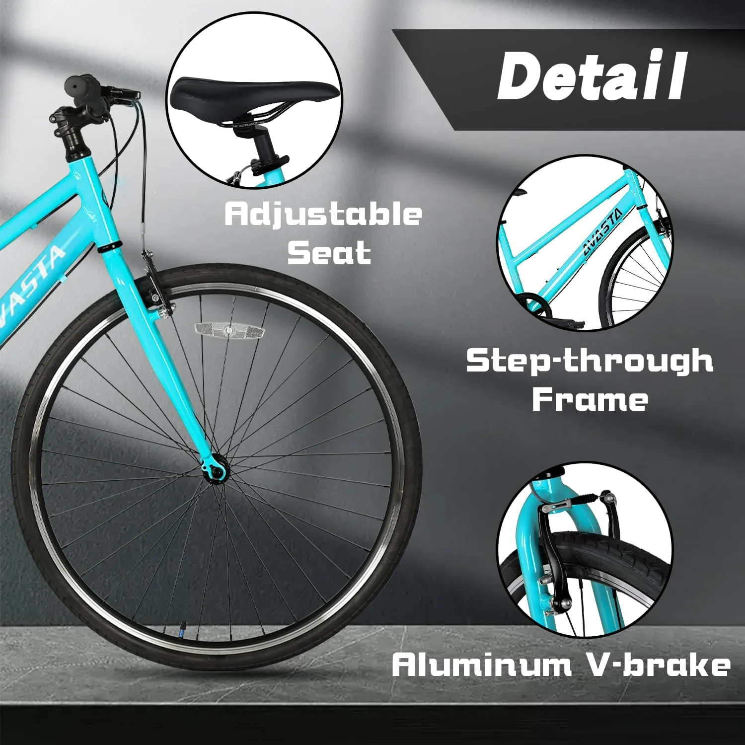 AVASTA Populus Road Hybrid Bike for Women with Kickstand, Lightweight Step Through 700c Aluminum Alloy Frame, 7-Speed Drivetrain, Multiple Colors