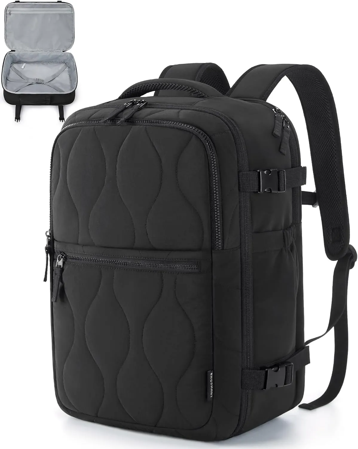 BAGSMART Travel Backpack Carry-On Flight Approved for Men and Women, Large Personal Travel Bag Fits 17 Inch Laptop, 30L Water-Resistant Stylish Backpack, Black