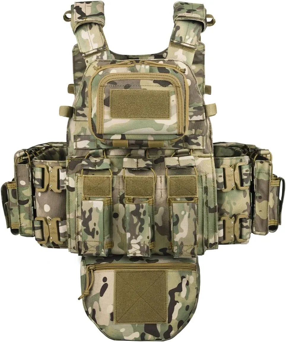 BOMTURN Great Tactical Outdoor Vest for Men Multifunctional Modular Molle Vest with Metal Buckles