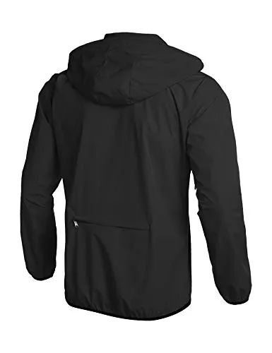 COOFANDY Unisex Packable Rain Jacket Lightweight Waterproof Hooded Outdoor Running Hiking Cycling Raincoat Black