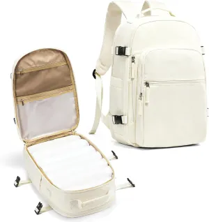 coowoz Large Travel Backpack Carry on Flight Approved Personal Item Travel Bag Carry on Backpack for Women Men Mochila de Viaje Para Mujer Travel Essential Backpack for Traveling on Airplane Beige