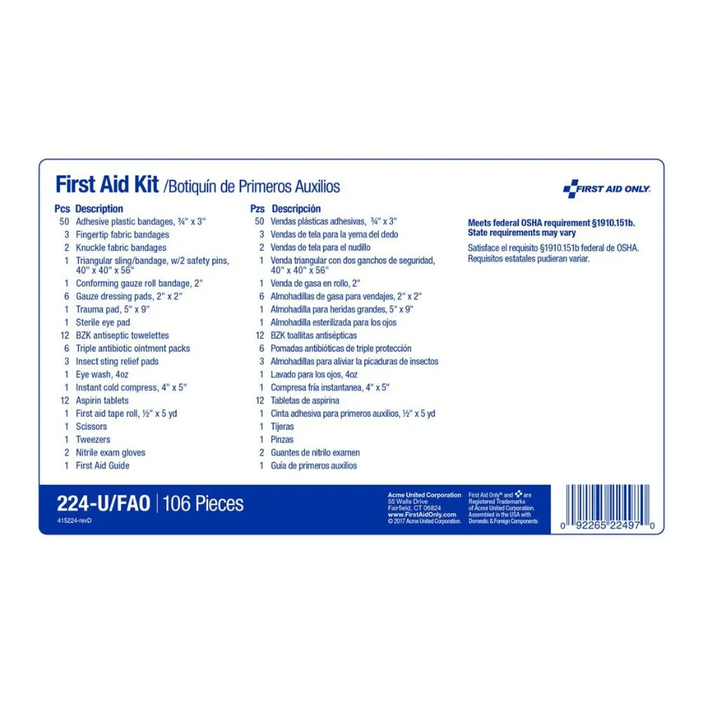 First Aid Only 224-U/FAO 25 Person First Aid Kit, Metal Case