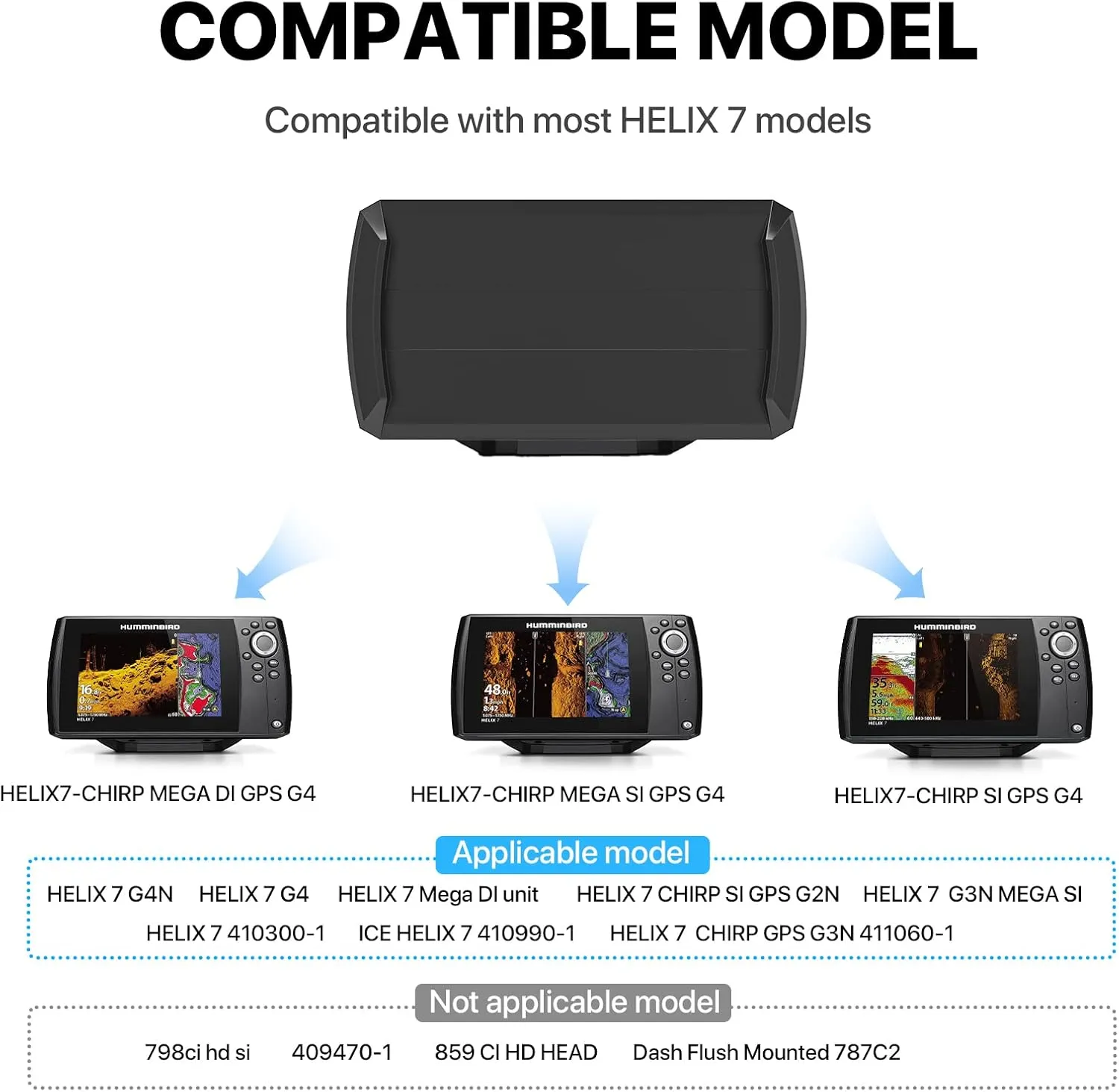 Helix7 Cover - Heavy Duty Fish Finder Sun Cover,Helix 7 Silicone Screen Protector for 780036-1 UC H7 PR Helix 7,Fits Most of Helix 7 Series, Professional Protection for Screen from Sun/Weather Damage