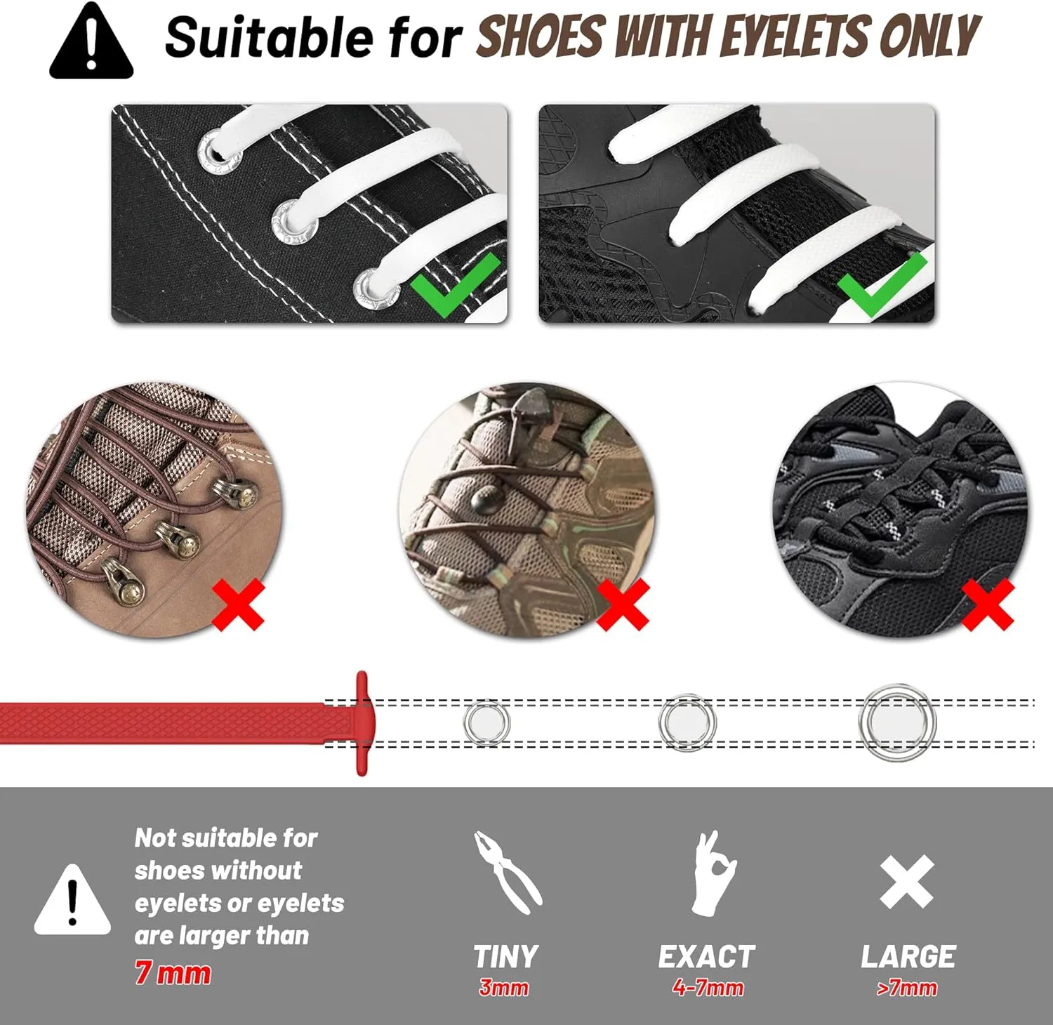 HOMAR No Tie Shoelaces for Kids Adults Stretch Elastic Tieless No Tie Shoe Laces