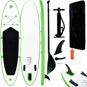 Inflatable Stand Up Paddle Board Set for Water Adventures, Durable and Portable, Surfing and Relaxation, Green and White