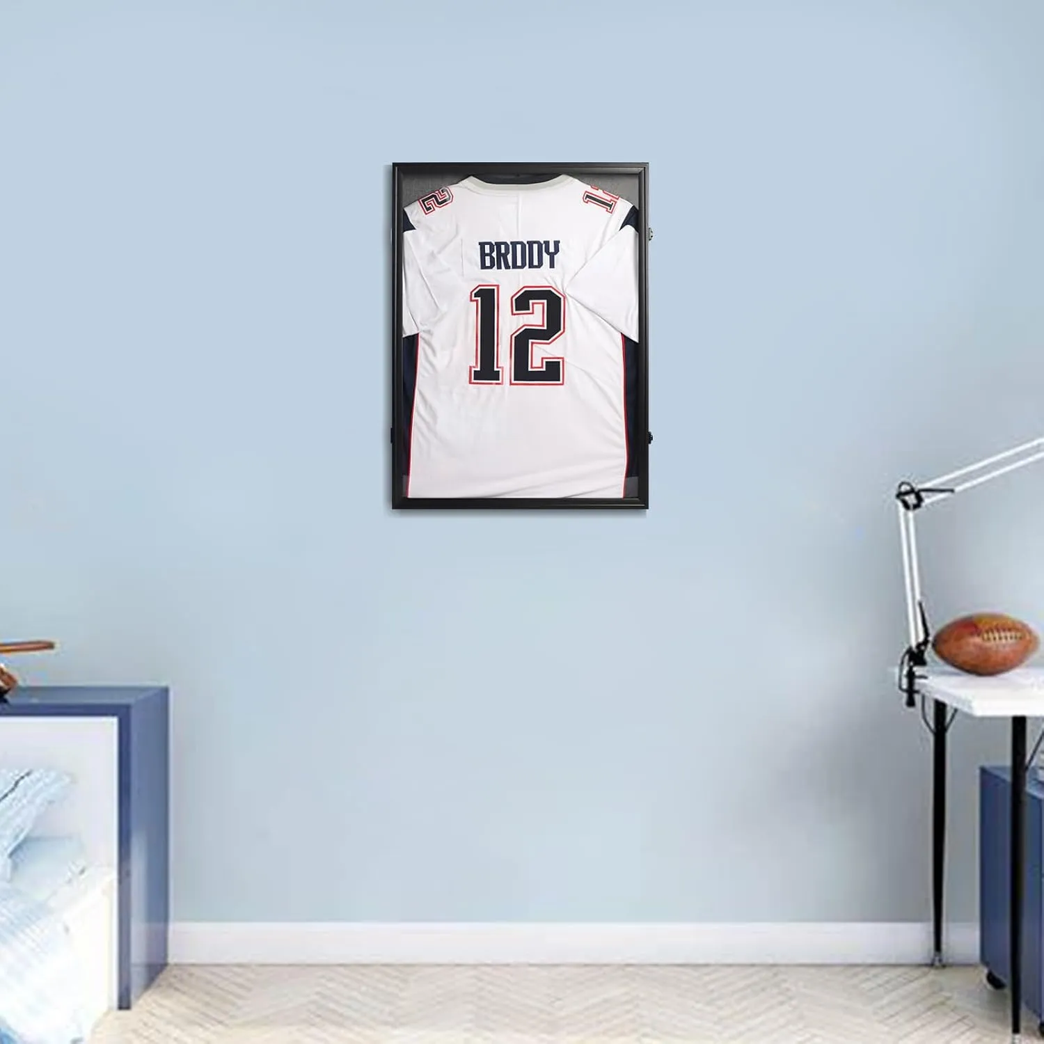 Jersey Frame Display Case - 3 Pack Large Lockable Sports Jersey Frame Shadow Box with Uv Protected Acrylic and Hanger for Baseball Basketball Football Soccer Hockey Sport Shirt Linen Black