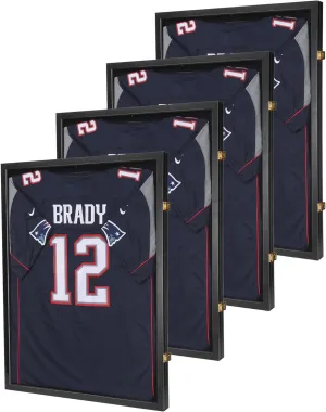 Jersey Frame Display Case ,Lockable Flat Jersey Shadow Box with 98% UV Protective Acrylic Door for Football,Hockey,Basketball,Baseball Sports Jersey (Black, 4 Packs)