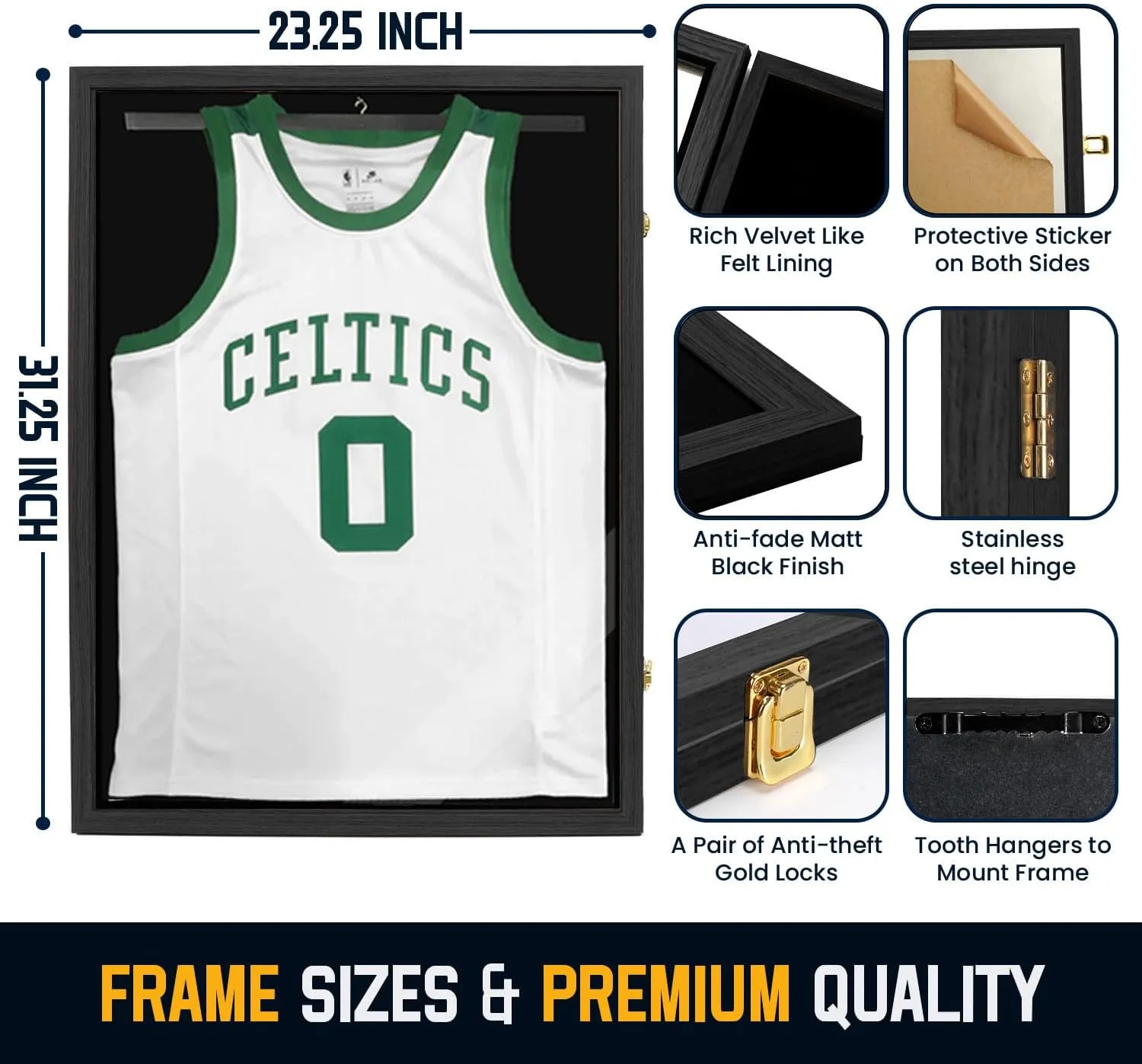 Jersey Frame Display Case ,Lockable Flat Jersey Shadow Box with 98% UV Protective Acrylic Door for Football,Hockey,Basketball,Baseball Sports Jersey (Black, 4 Packs)