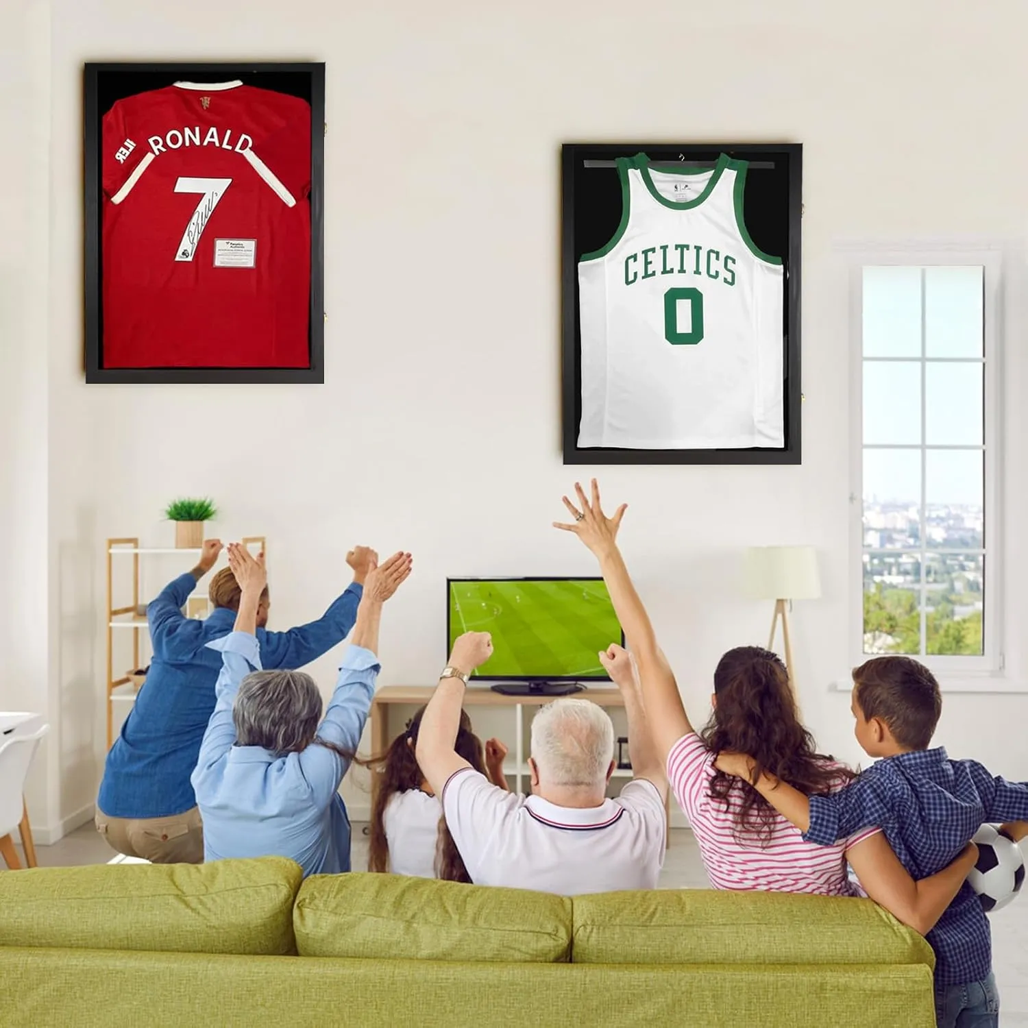 Jersey Frame Display Case ,Lockable Flat Jersey Shadow Box with 98% UV Protective Acrylic Door for Football,Hockey,Basketball,Baseball Sports Jersey (Black, 4 Packs)