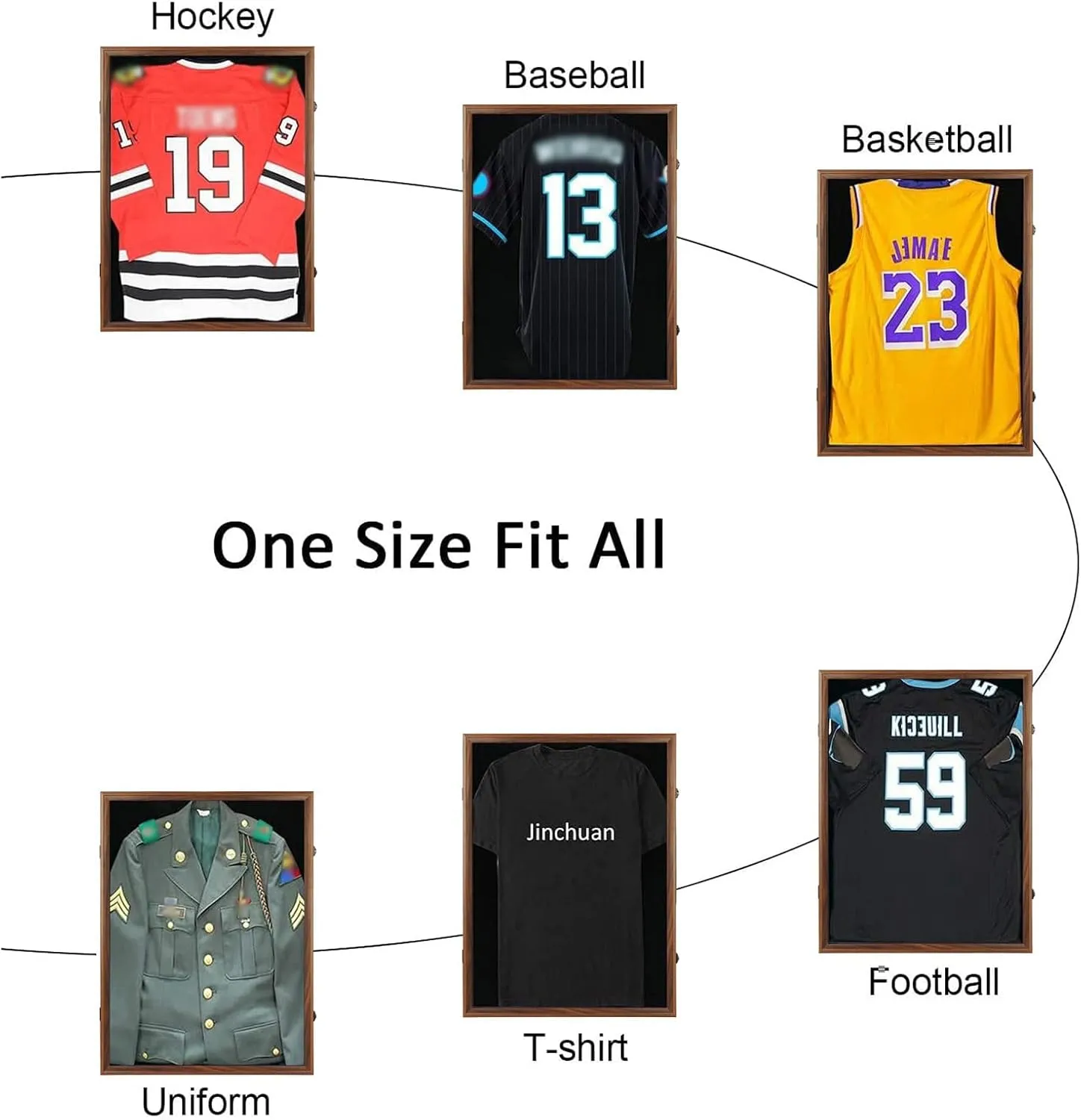 Jinchuan Jersey Frame Display Case Shadow Box Lockable with UV Protection for Baseball Basketball Football Soccer Hockey Sport Shirt