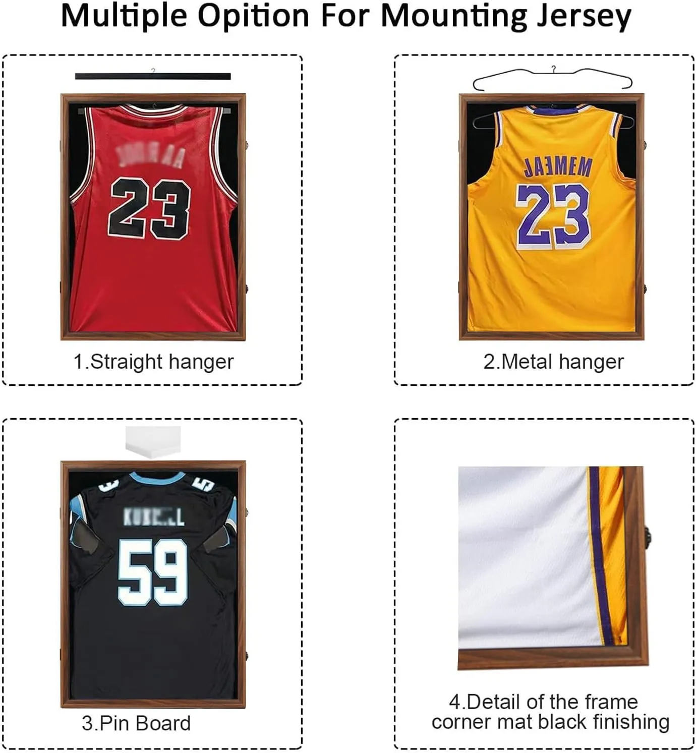 Jinchuan Jersey Frame Display Case Shadow Box Lockable with UV Protection for Baseball Basketball Football Soccer Hockey Sport Shirt