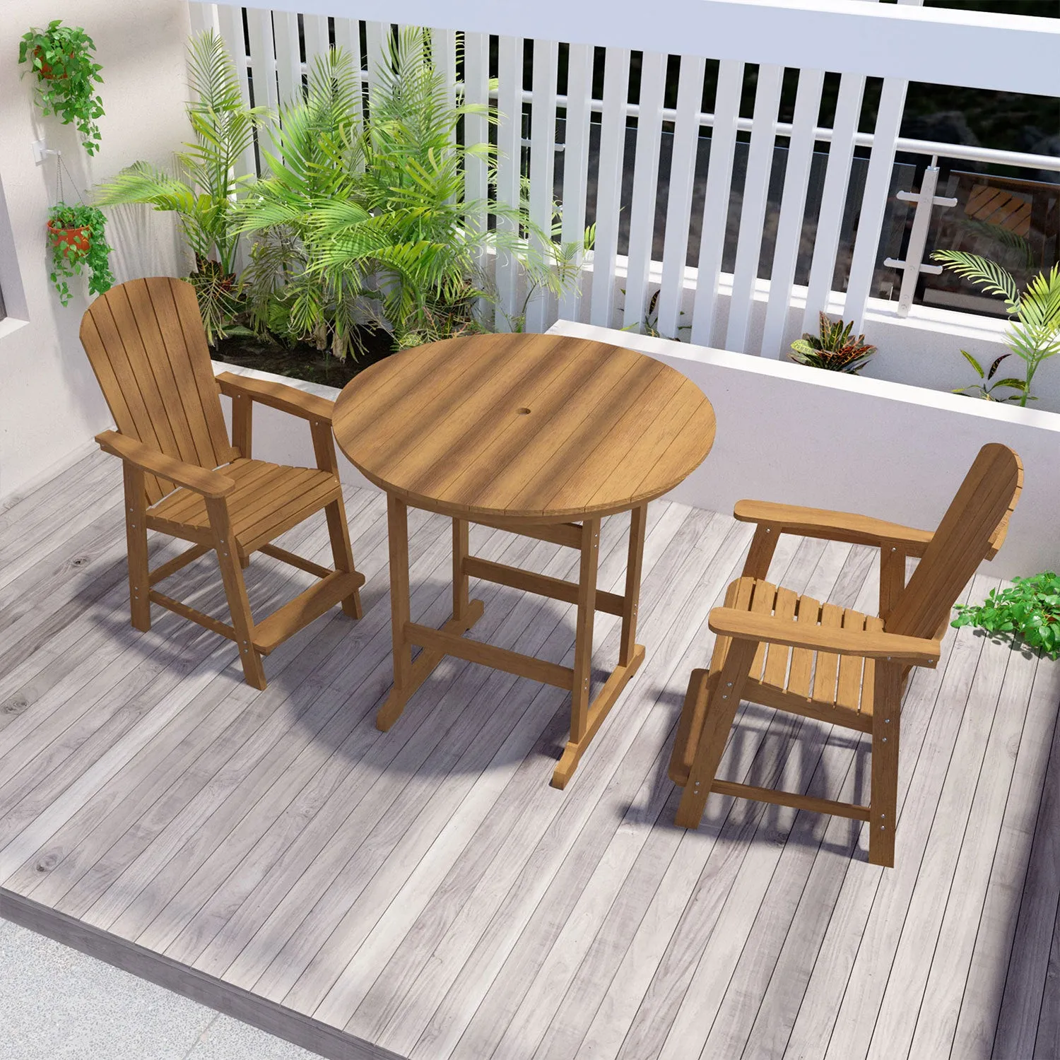Ken Patio Bar Chair (Set of 2) - Teak