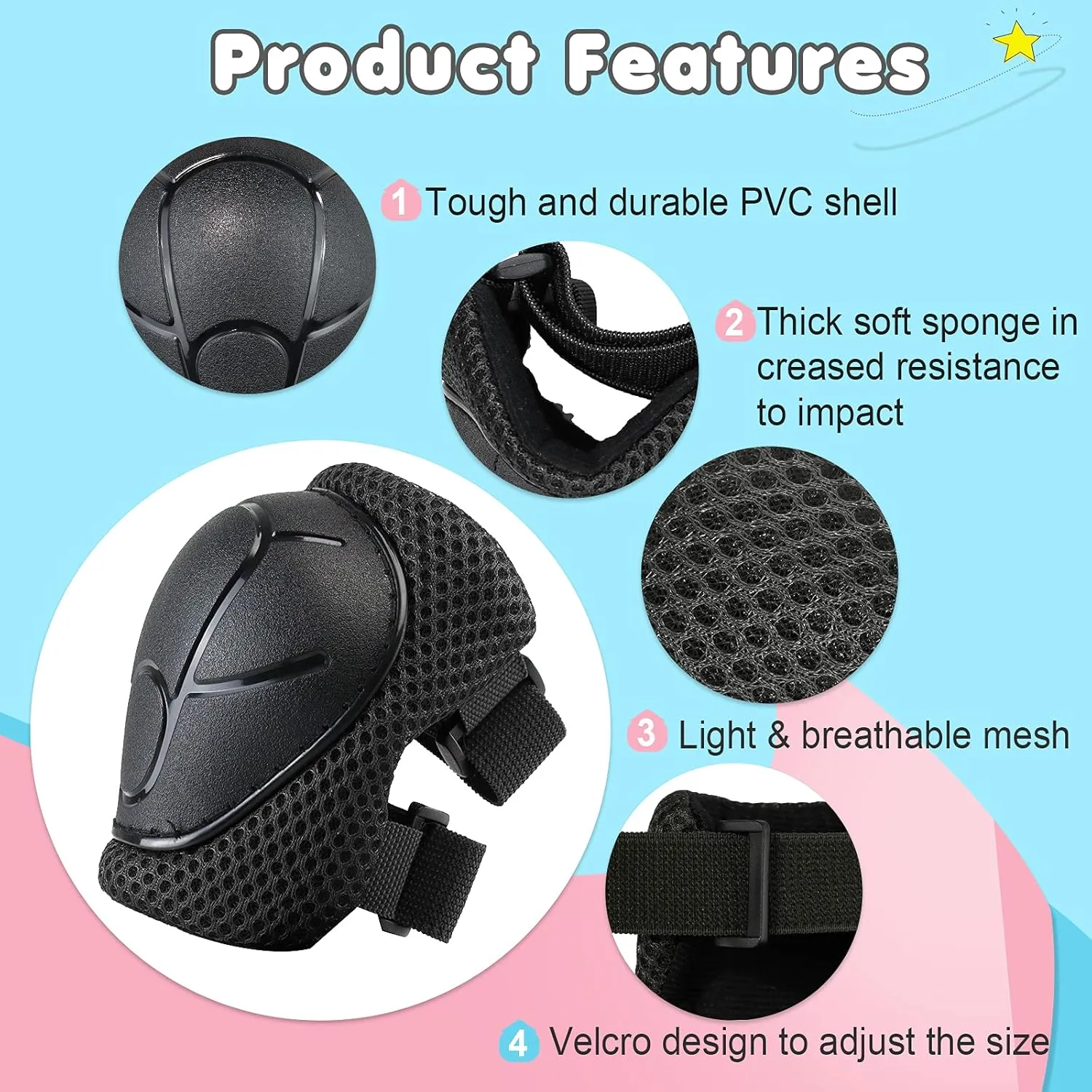 Kids Bike Helmet Set, Adjustable Toddler Helmet for Ages 2-8 Kids with Knee, Elbow & Wrist Pads | Multi-Sport Helmet for Skateboard Cycling Scooter Rollerblading