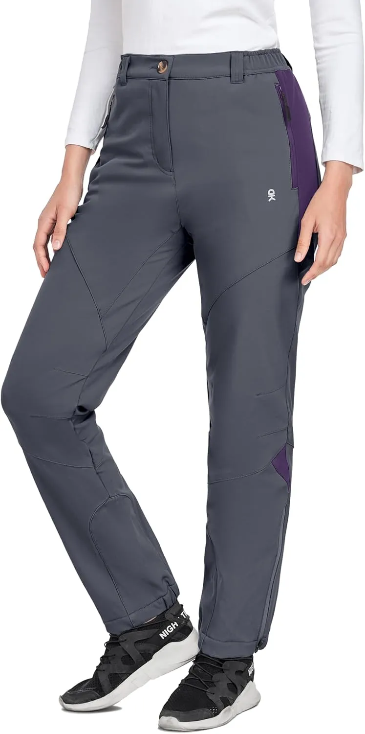 Little Donkey Andy Women's Fleece Lined Waterproof Softshell Pants Hiking Ski Snowboarding Pants