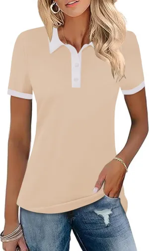 LOMON Womens Golf Polo Shirts Short Sleeve Collared Tops Lightweight Moisture Wicking Tennis Activewear S-XXL