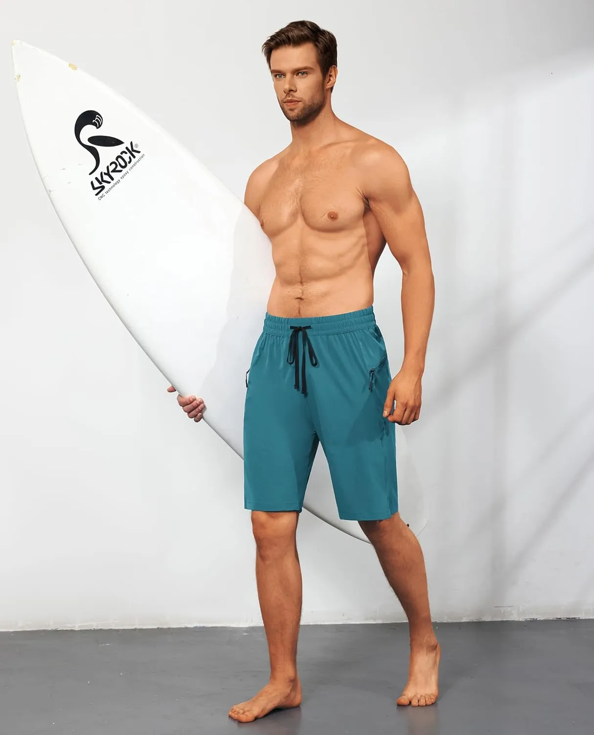 Men's Swim Trunks Quick Dry Beach Shorts with Zipper Pockets, UPF 50 , Swimming, Surfing, Outdoor - No Mesh Liner
