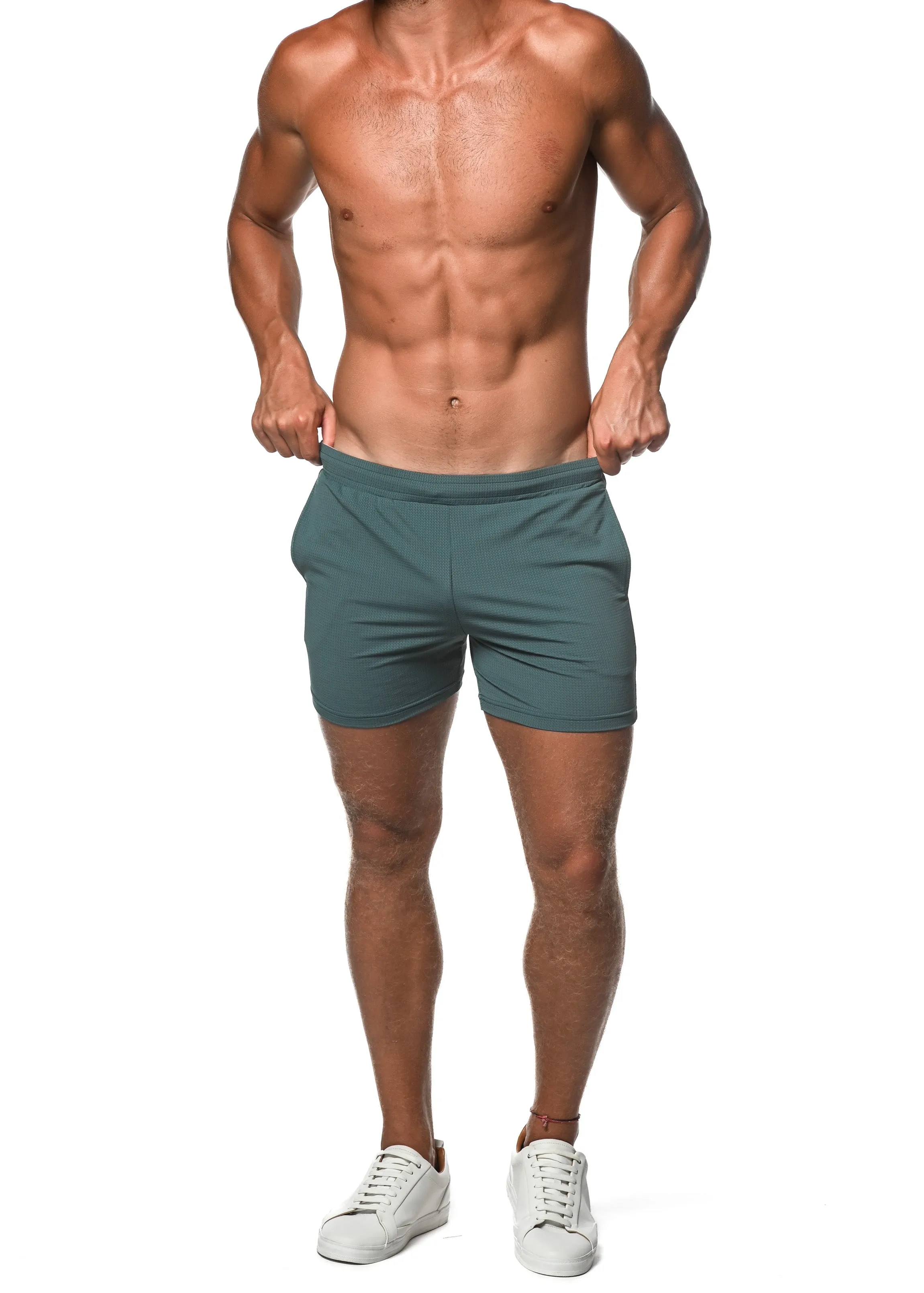 Mesh Grid Stretch Performance Shorts