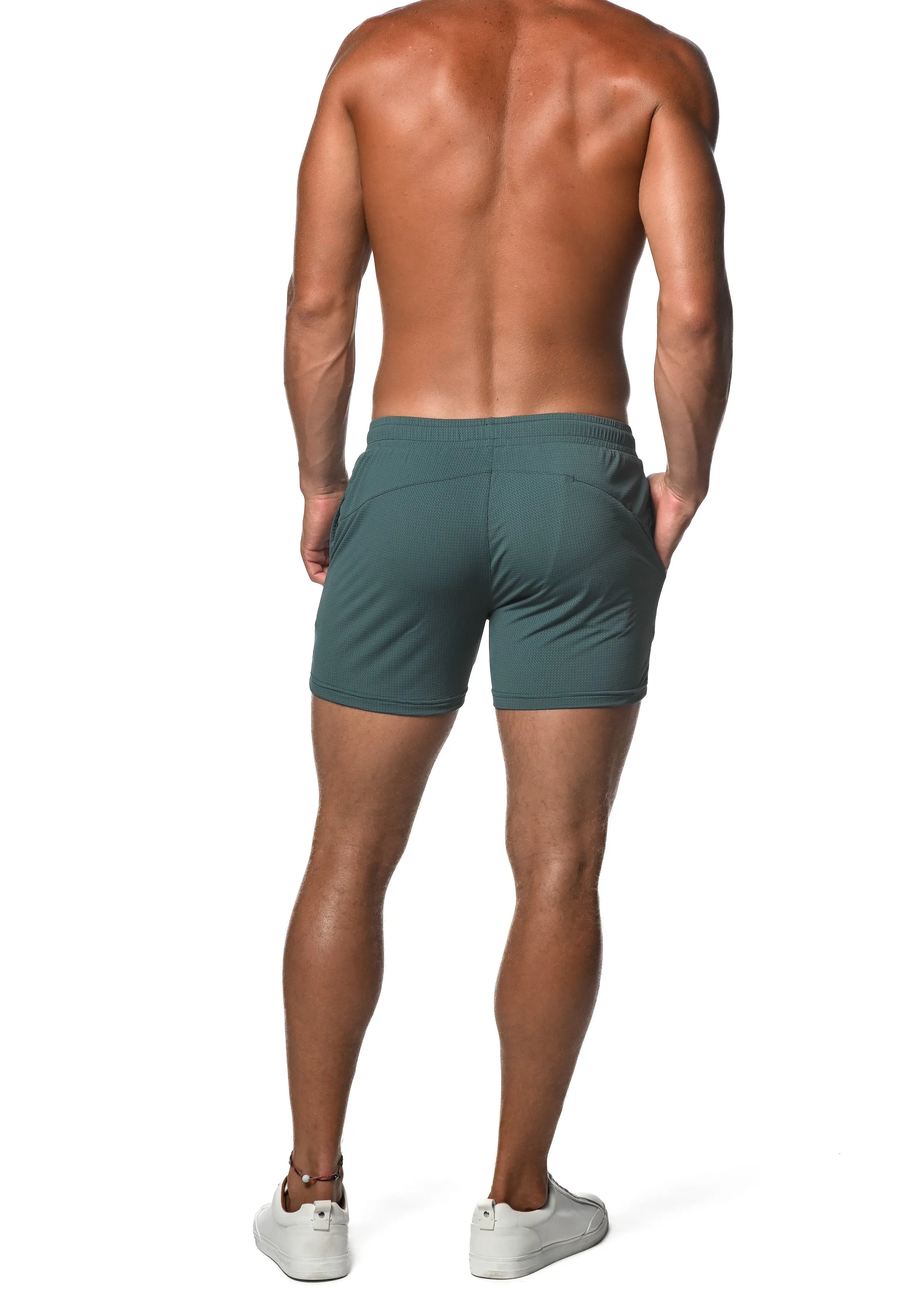 Mesh Grid Stretch Performance Shorts