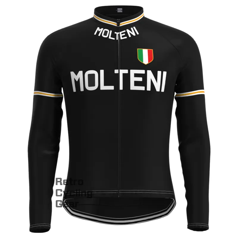 MOLTENI Black Retro Long Sleeve Cycling Kit