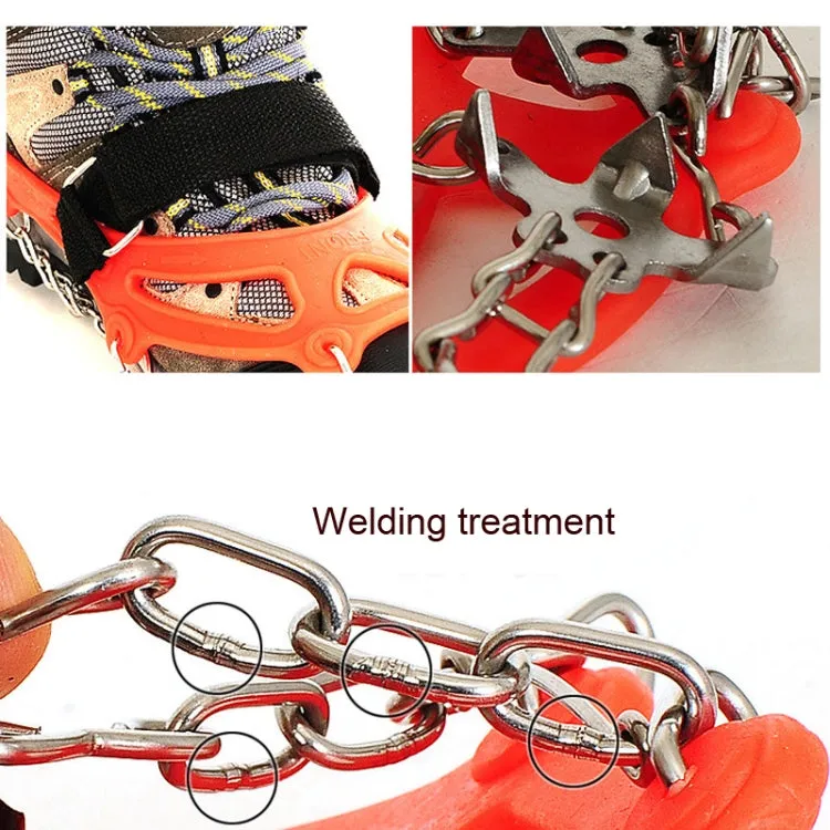 Outdoor 18-Tooth 430 Stainless Steel Crampons Snow Hiking Shoes Spikes Non-Slip Shoe Covers，SIze: L (Black)