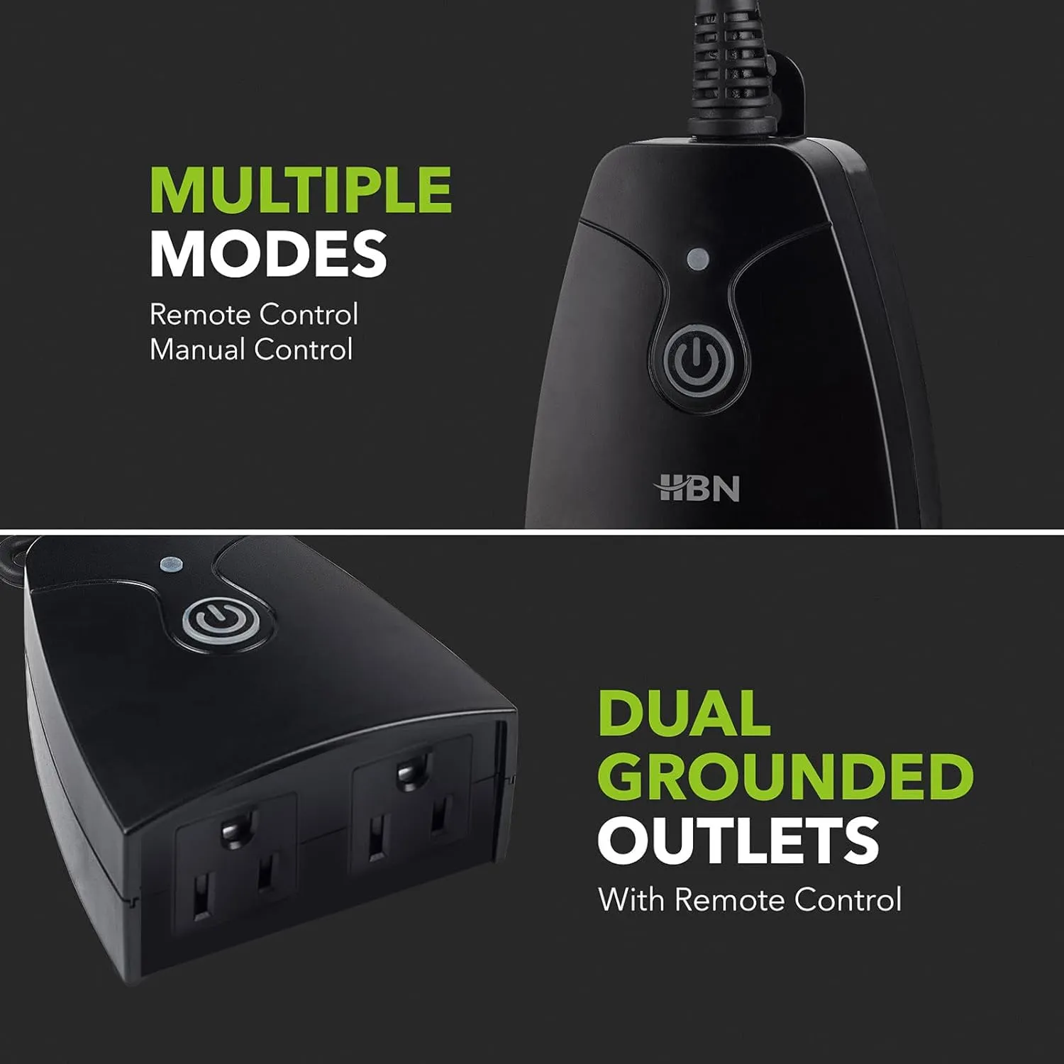 Outdoor Remote Control Dual 3-Prong Outlet Weatherproof Heavy Duty 15A BN-LINK