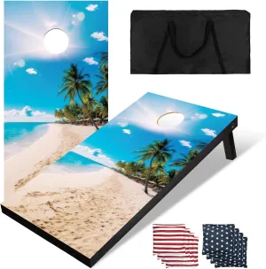 PetGirl Wood Cornhole Boards Set, Indoor & Outdoor Corn Hole Games for Adults Kids, Corn Hole Sets with Carry Case & 8 Bean Bags, Toss Game for Yard, Backyard, Beach