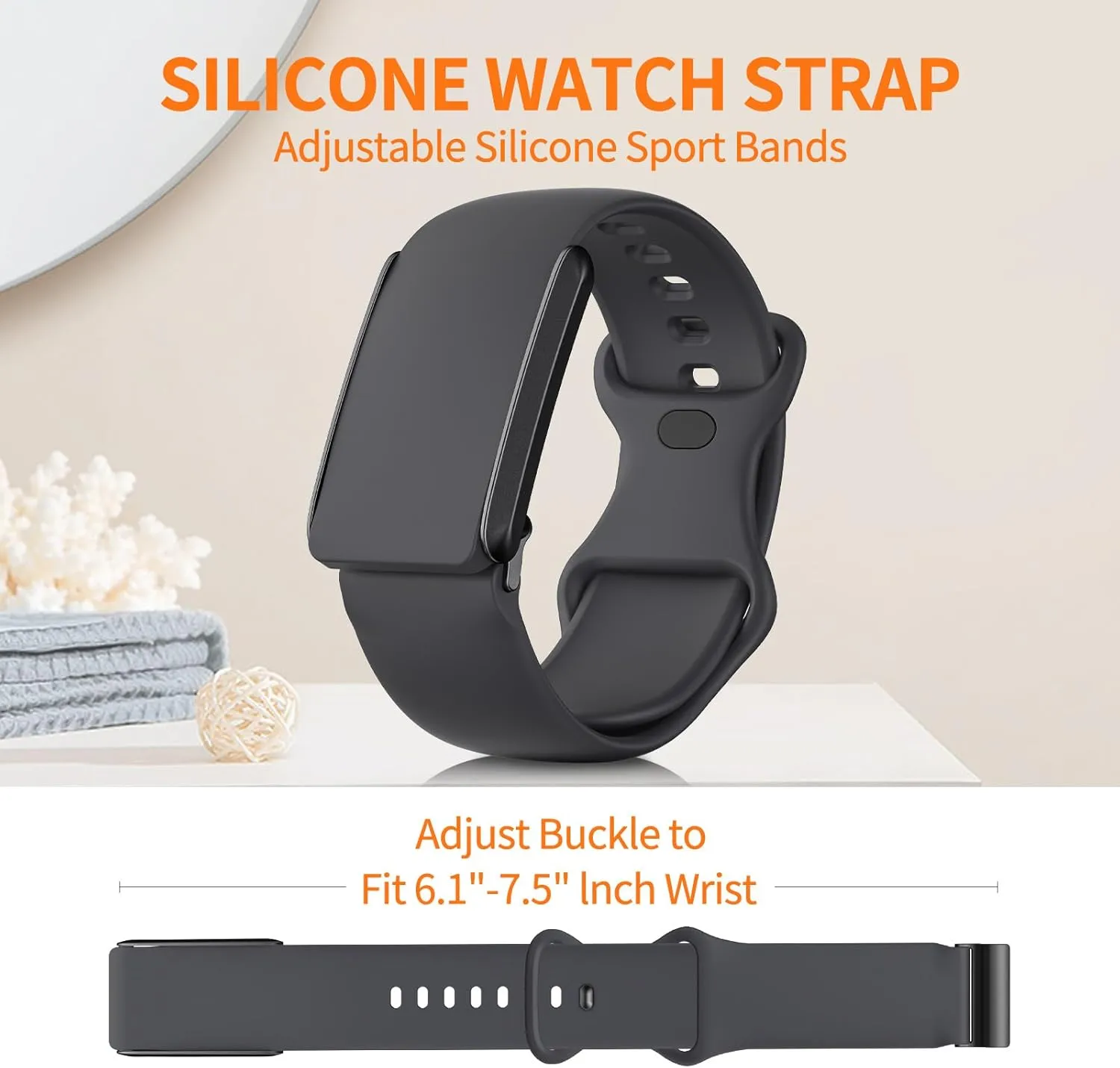 Silicone Sport Band Compatible with Whoop 4.0 Strap Men Women, Soft Adjustable Waterproof Breathable Strap Replacement Wristbands for Whoop 4.0/3.0 Sleep, Wearable Health Activity Tracker