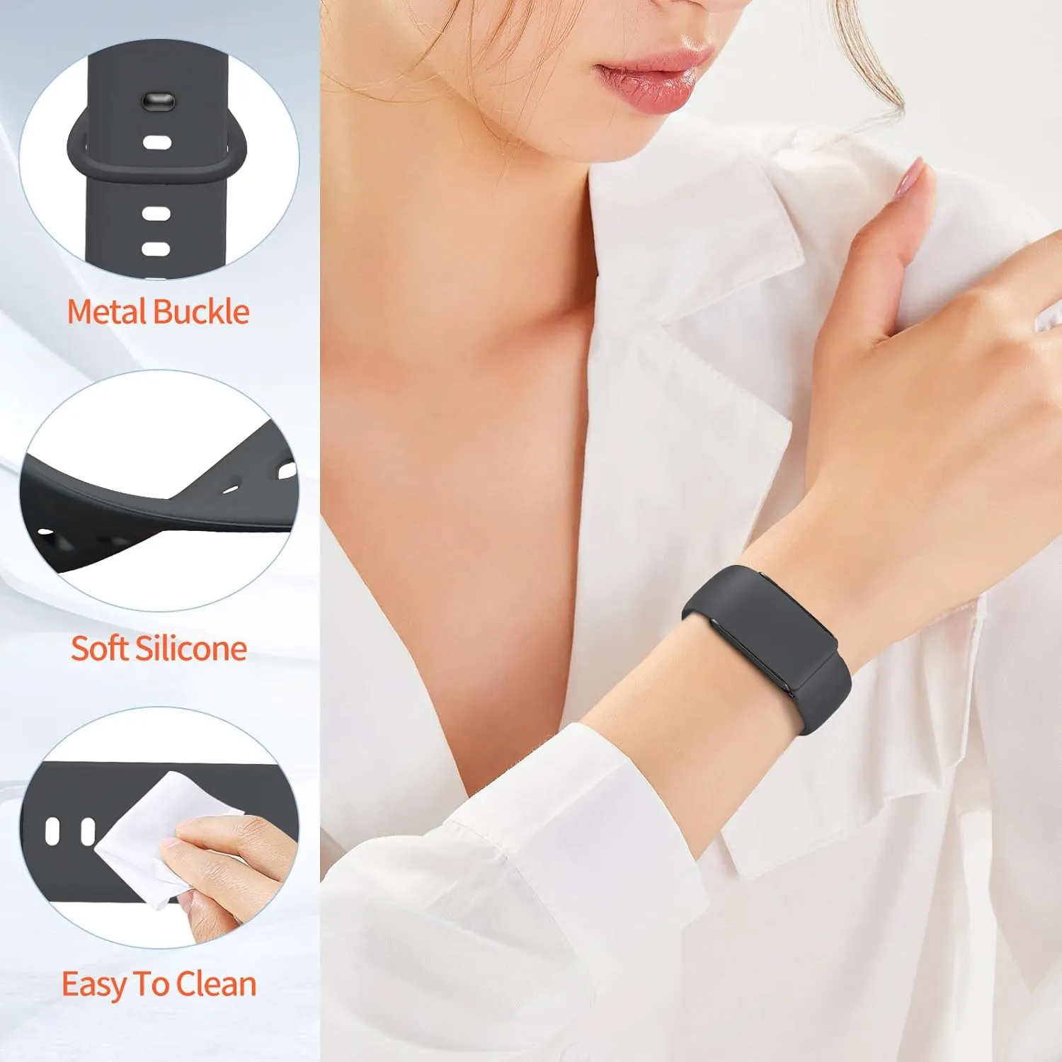 Silicone Sport Band Compatible with Whoop 4.0 Strap Men Women, Soft Adjustable Waterproof Breathable Strap Replacement Wristbands for Whoop 4.0/3.0 Sleep, Wearable Health Activity Tracker