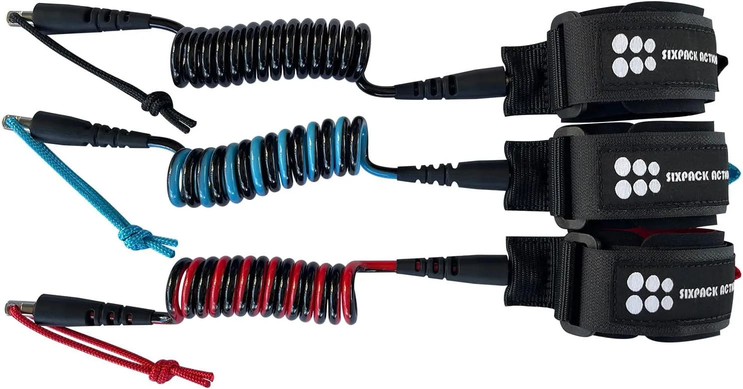 SIXPACK ACTION Bodyboard Wrist Leash 4ft 6mm Coils, Adjustable Wrist Cuff for Kids and Teenagers, Wrist Sized Approx 140mm-200mm