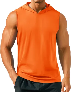 TACVASEN Men's Workout Hooded Tank Tops Sleeveless Gym Muscle Hoodies Sleeveless Lightweight Summer T Shirts
