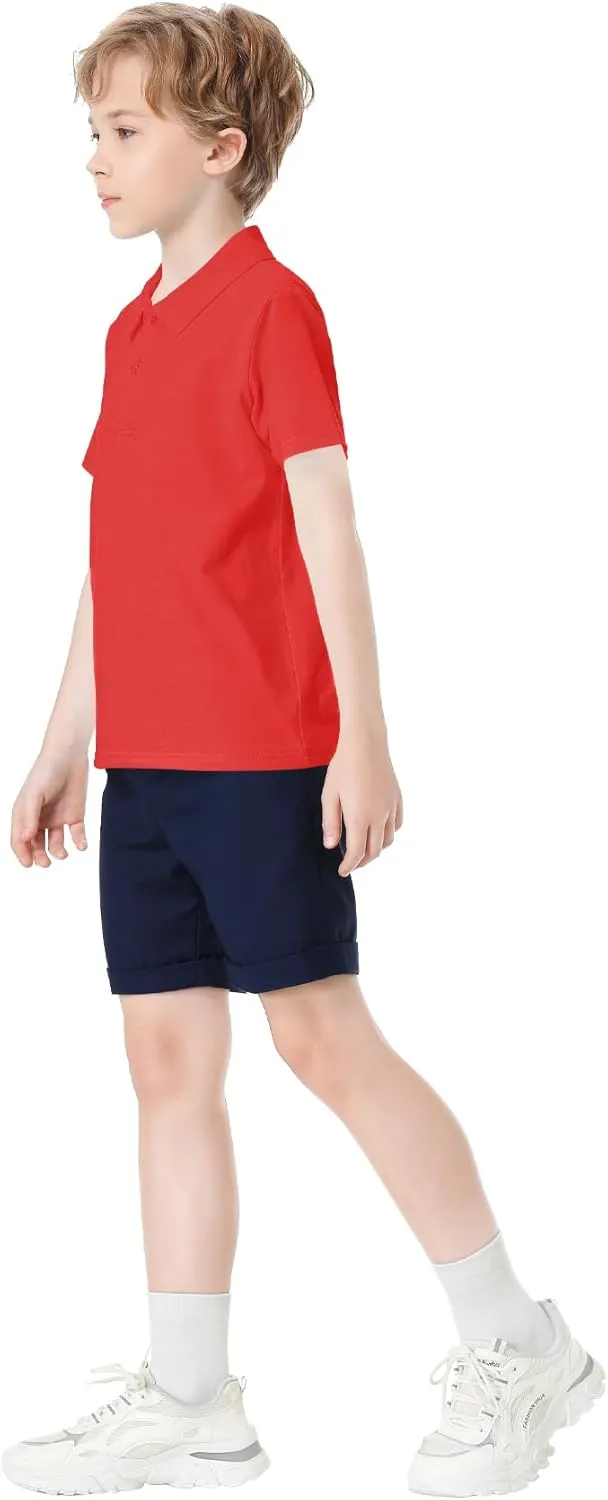 Toddler to Youth Stain Resistant Polo Shirts Kids Collared Golf T-Shirt School Uniform for Boys and Girls