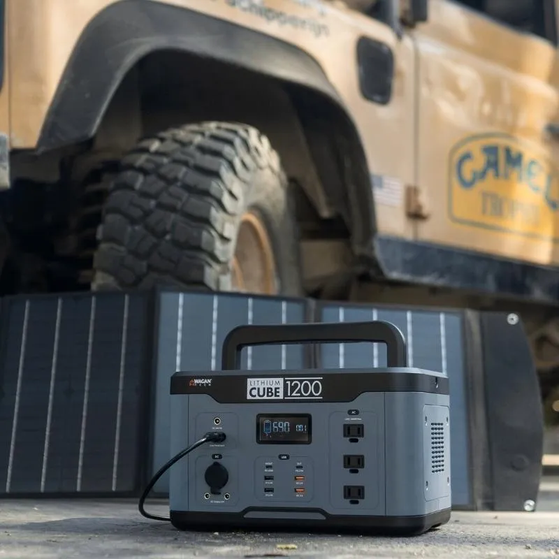 Wagan Lithium Cube 1200 Solar Combo Portable Power Station EL8836-2