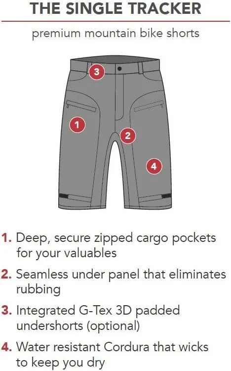 Youth Single Tracker - Kids Mountain Bike MTB Cargo Shorts Bundle with Detachable Padded Undershorts